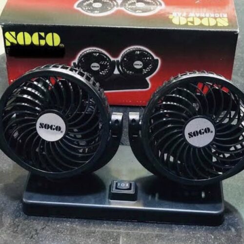 SOGO Car Fan Dual Heads Portable Air Cooling Fan 12v