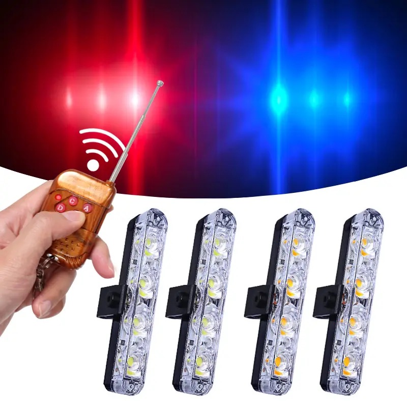 Police Flasher 4 LED With Remote Control 4 PC - Image 2